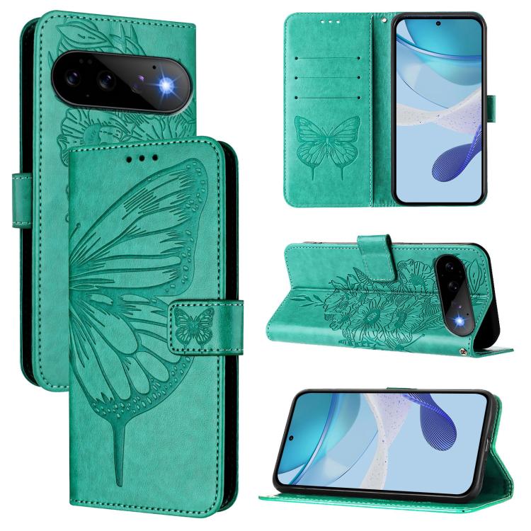 Embossed Butterfly Leather Phone Case, For Google Pixel 11 Pro XL, For Google Pixel 11 Pro / 11, For Google Pixel 10 Pro XL, For Google Pixel 10 / 10 Pro+, For Google Pixel 9a, For Google Pixel 9 Pro XL