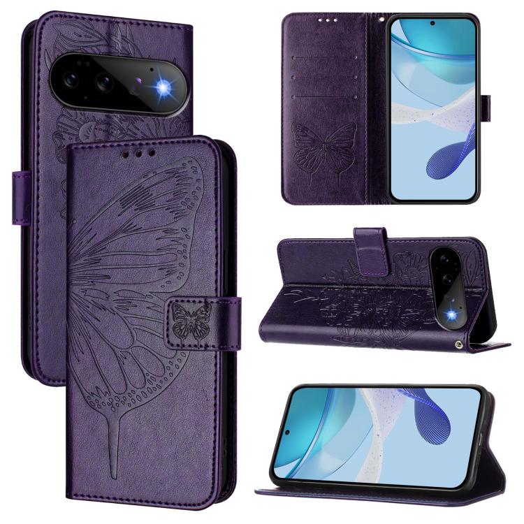 Embossed Butterfly Leather Phone Case, For Google Pixel 11 Pro XL, For Google Pixel 11 Pro / 11, For Google Pixel 10 Pro XL, For Google Pixel 10 / 10 Pro+, For Google Pixel 9a, For Google Pixel 9 Pro XL