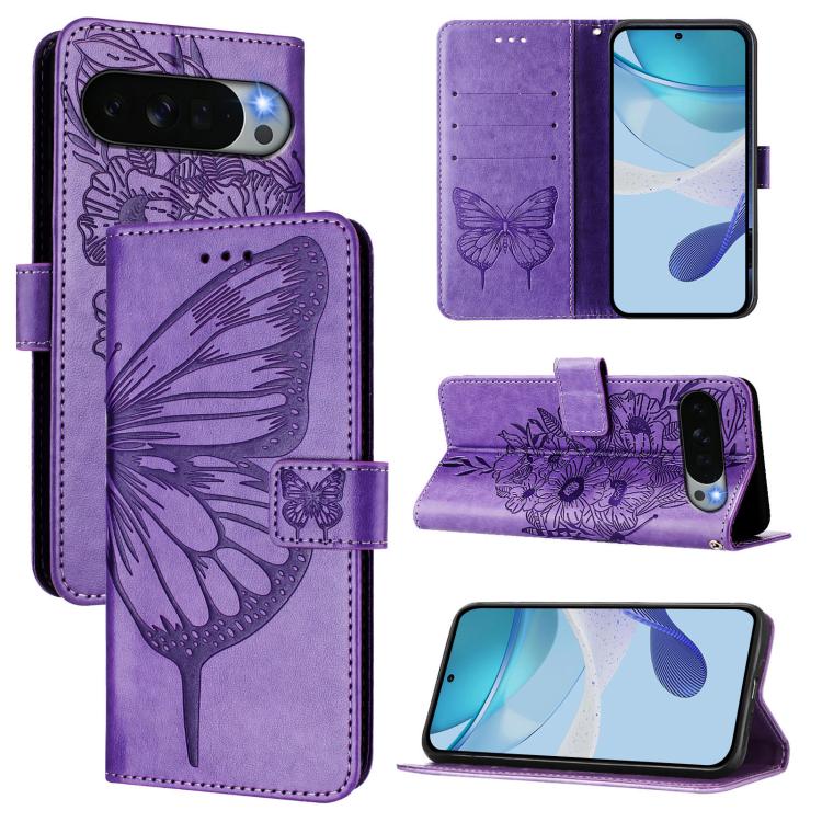 Embossed Butterfly Leather Phone Case, For Google Pixel 11 Pro XL, For Google Pixel 11 Pro / 11, For Google Pixel 10 Pro XL, For Google Pixel 10 / 10 Pro+, For Google Pixel 9a, For Google Pixel 9 Pro XL
