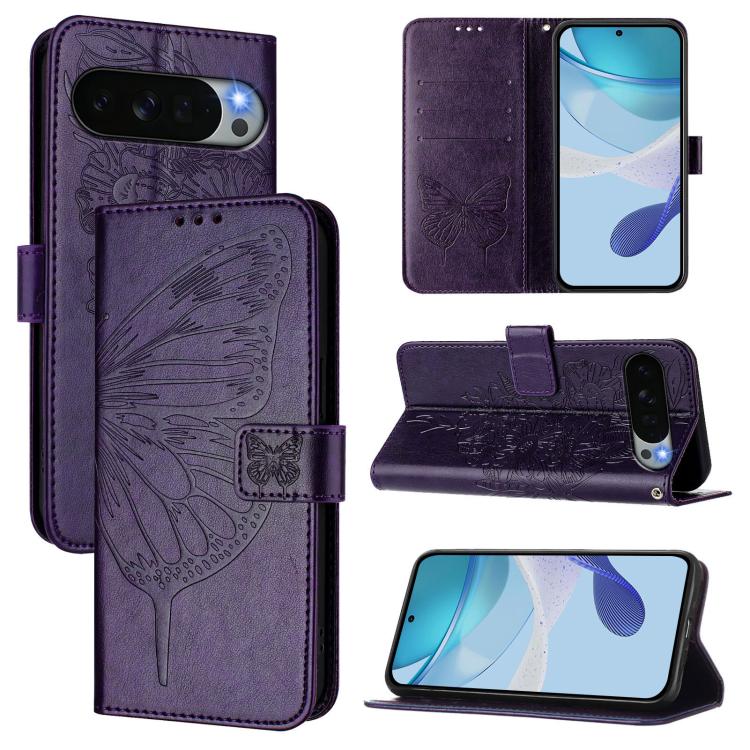 Embossed Butterfly Leather Phone Case, For Google Pixel 11 Pro XL, For Google Pixel 11 Pro / 11, For Google Pixel 10 Pro XL, For Google Pixel 10 / 10 Pro+, For Google Pixel 9a, For Google Pixel 9 Pro XL