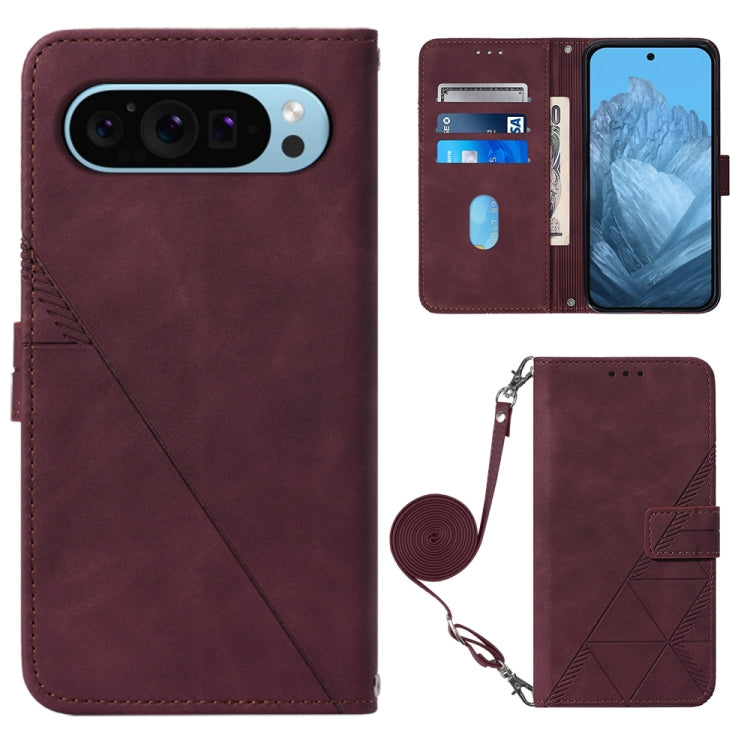 Crossbody 3D Embossed Flip Leather Phone Case, For Google Pixel 11 Pro XL, For Google Pixel 11 Pro / 11, For Google Pixel 10 Pro XL, For Google Pixel 10 / 10 Pro+, For Google Pixel 9a, For Google Pixel 9 Pro XL, For Google Pixel 9 Pro, For Google Pixel 9