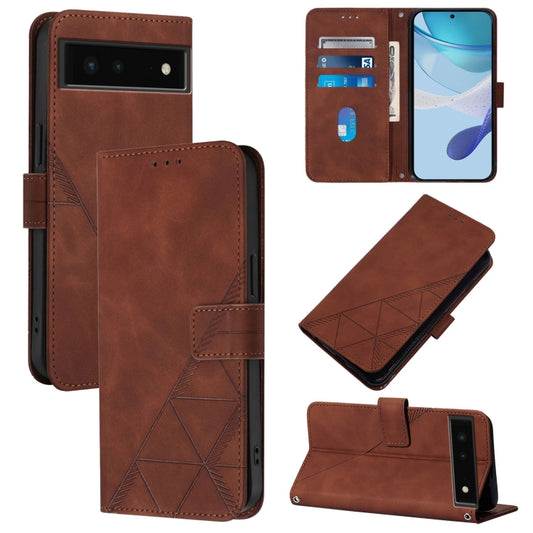 Crossbody 3D Embossed Flip Leather Phone Case, For Google Pixel 6