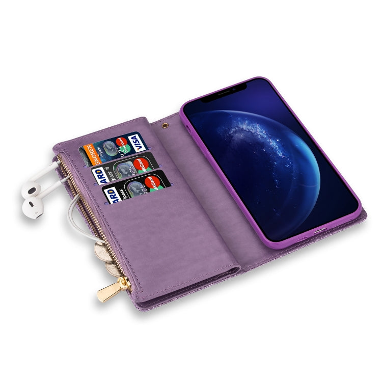 Multi-card Slots Starry Sky Laser Carving Glitter Zipper Horizontal Flip Leather Case with Holder & Wallet & Lanyard, For Samsung Galaxy S20+, For Samsung Galaxy S20 Ultra