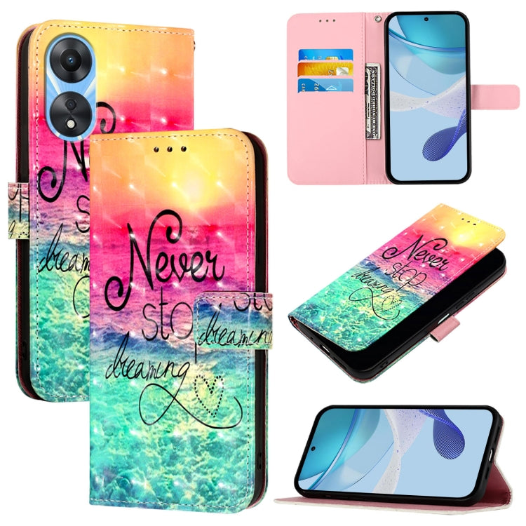 3D Painting Horizontal Flip Leather Phone Case, For OPPO A38 4G / A18 4G Global, For OPPO Reno9 A JP Version, For OPPO Reno10 / Reno10 Pro Global, For OPPO A98 5G / F23 5G India, For OPPO Find X8 Pro, For OPPO A78 5G / A1x 5G