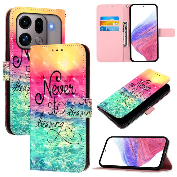 3D Painting Horizontal Flip Leather Phone Case, For OPPO Find X9s Pro, For OPPO Find X9 Ultra, For OPPO Find X9, For OPPO Find X9 Pro, For OPPO Reno14 F 5G, For OPPO A79 5G