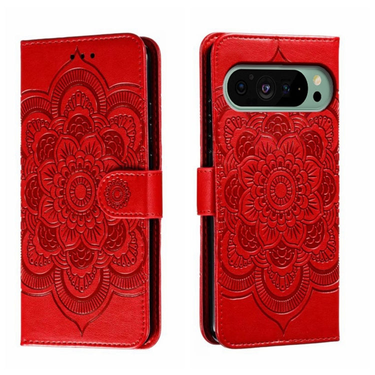 Sun Mandala Embossing Pattern Phone Leather Case, For Google Pixel 9a, For Google Pixel 9 Pro, For Google Pixel 9, For Google Pixel 8A, For Google Pixel 8 Pro, For Google Pixel 8