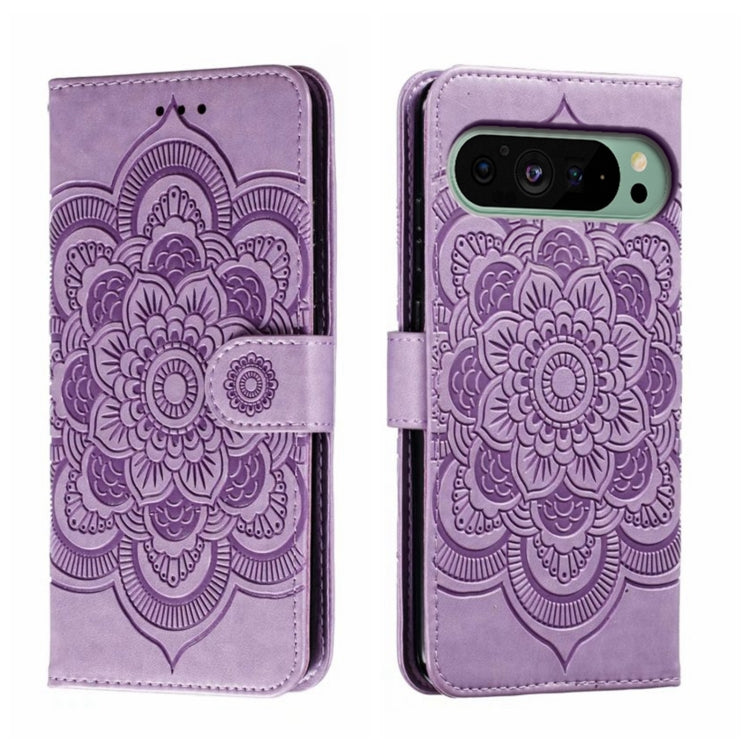 Sun Mandala Embossing Pattern Phone Leather Case, For Google Pixel 9a, For Google Pixel 9 Pro, For Google Pixel 9, For Google Pixel 8A, For Google Pixel 8 Pro, For Google Pixel 8