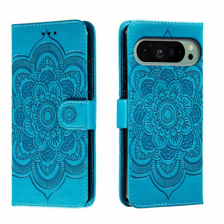 Sun Mandala Embossing Pattern Phone Leather Case, For Google Pixel 9a, For Google Pixel 9 Pro, For Google Pixel 9, For Google Pixel 8A, For Google Pixel 8 Pro, For Google Pixel 8