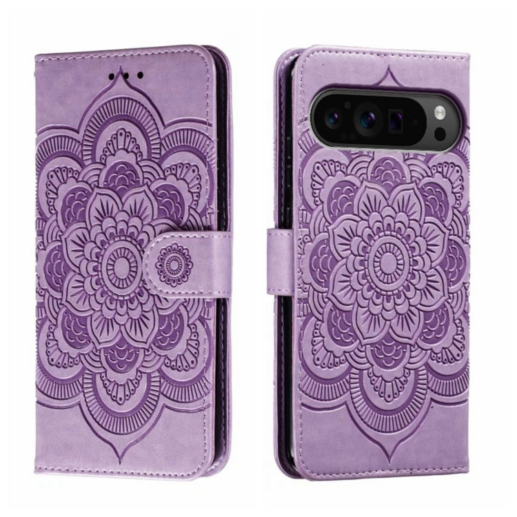 Sun Mandala Embossing Pattern Phone Leather Case, For Google Pixel 9a, For Google Pixel 9 Pro, For Google Pixel 9, For Google Pixel 8A, For Google Pixel 8 Pro, For Google Pixel 8