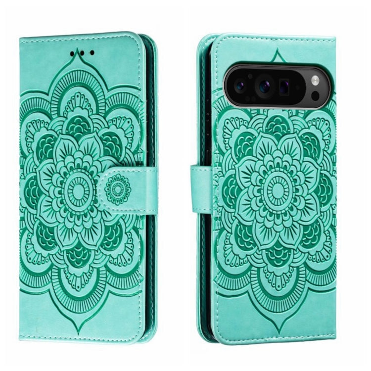 Sun Mandala Embossing Pattern Phone Leather Case, For Google Pixel 9a, For Google Pixel 9 Pro, For Google Pixel 9, For Google Pixel 8A, For Google Pixel 8 Pro, For Google Pixel 8