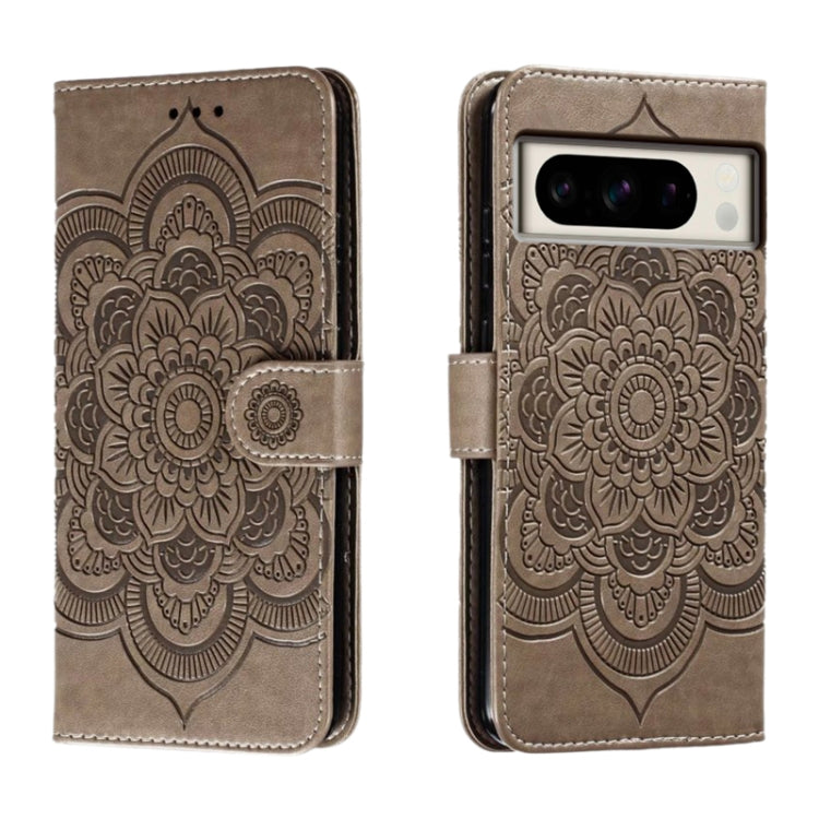 Sun Mandala Embossing Pattern Phone Leather Case, For Google Pixel 9a, For Google Pixel 9 Pro, For Google Pixel 9, For Google Pixel 8A, For Google Pixel 8 Pro, For Google Pixel 8