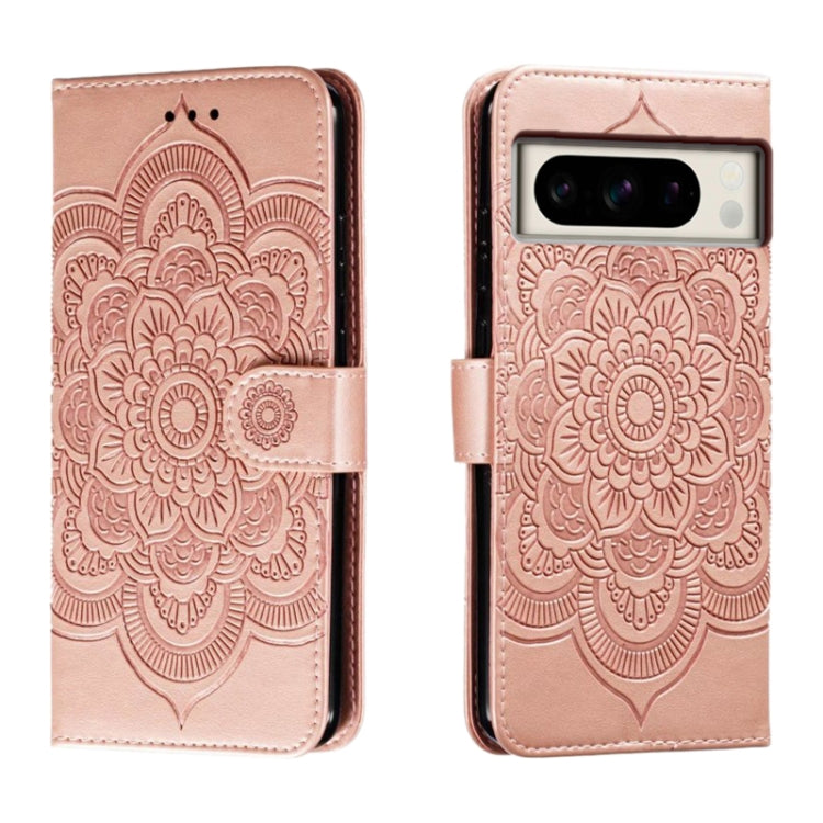 Sun Mandala Embossing Pattern Phone Leather Case, For Google Pixel 9a, For Google Pixel 9 Pro, For Google Pixel 9, For Google Pixel 8A, For Google Pixel 8 Pro, For Google Pixel 8