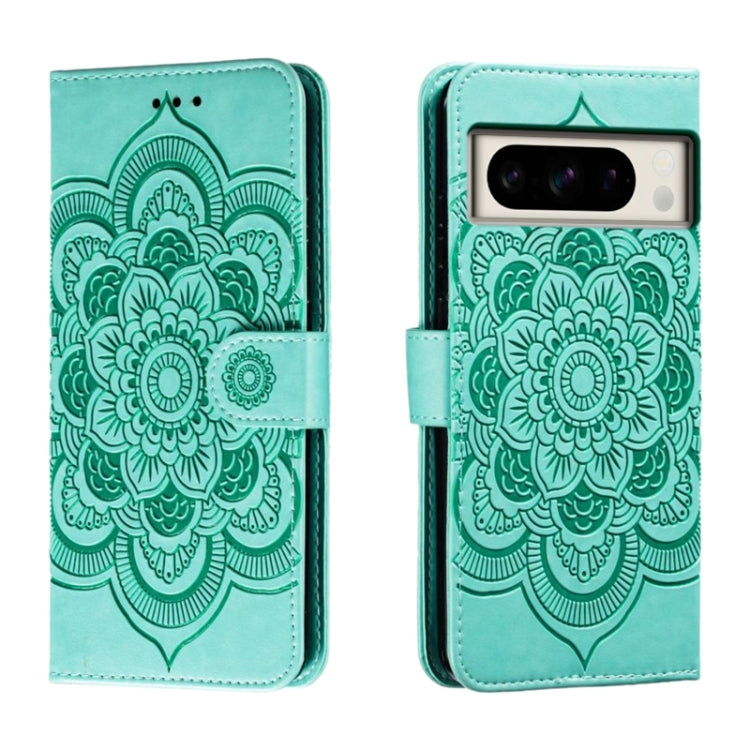 Sun Mandala Embossing Pattern Phone Leather Case, For Google Pixel 9a, For Google Pixel 9 Pro, For Google Pixel 9, For Google Pixel 8A, For Google Pixel 8 Pro, For Google Pixel 8