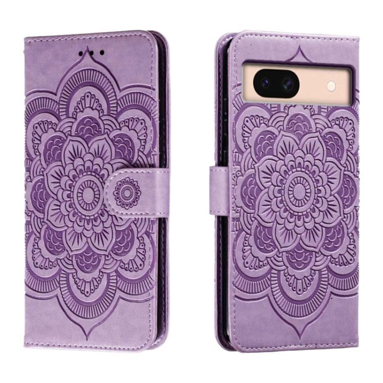 Sun Mandala Embossing Pattern Phone Leather Case, For Google Pixel 9a, For Google Pixel 9 Pro, For Google Pixel 9, For Google Pixel 8A, For Google Pixel 8 Pro, For Google Pixel 8