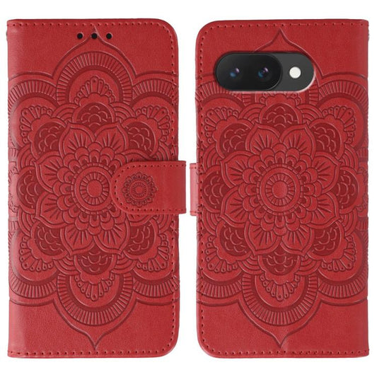 Sun Mandala Embossing Pattern Phone Leather Case, For Google Pixel 9a, For Google Pixel 9 Pro, For Google Pixel 9, For Google Pixel 8A, For Google Pixel 8 Pro, For Google Pixel 8
