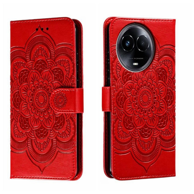 Sun Mandala Embossing Pattern Phone Leather Case, For Realme 14 Pro+, For Realme 14 Pro, For Realme 14x, For Realme GT7 Pro, For Realme 11 5G, For Realme C53