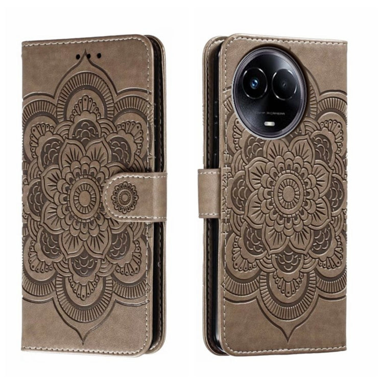 Sun Mandala Embossing Pattern Phone Leather Case, For Realme 14 Pro+, For Realme 14 Pro, For Realme 14x, For Realme GT7 Pro, For Realme 11 5G, For Realme C53
