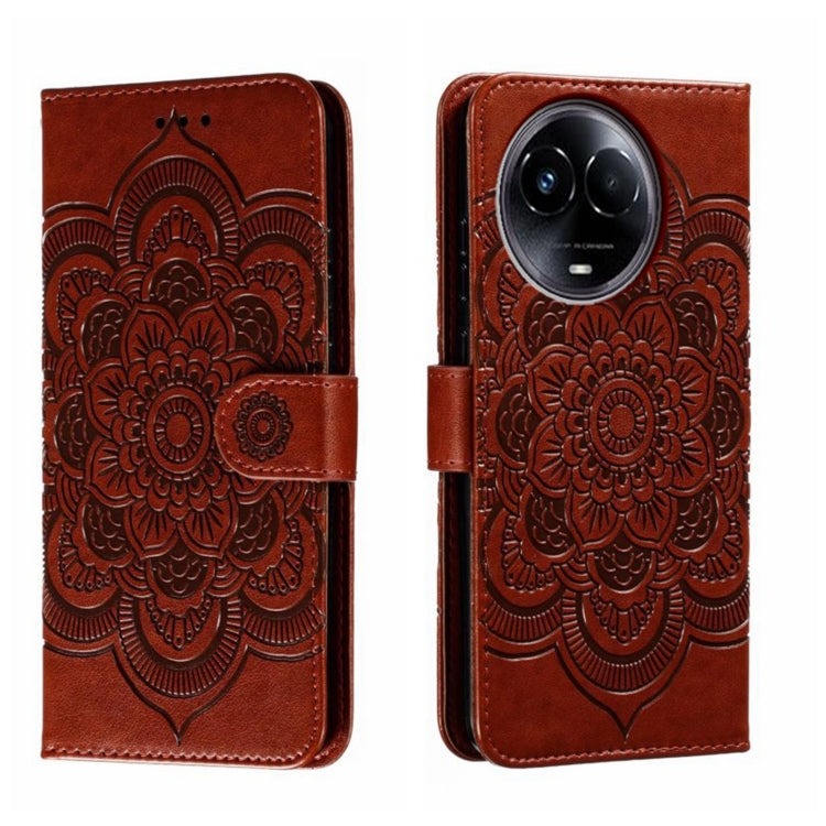 Sun Mandala Embossing Pattern Phone Leather Case, For Realme 14 Pro+, For Realme 14 Pro, For Realme 14x, For Realme GT7 Pro, For Realme 11 5G, For Realme C53