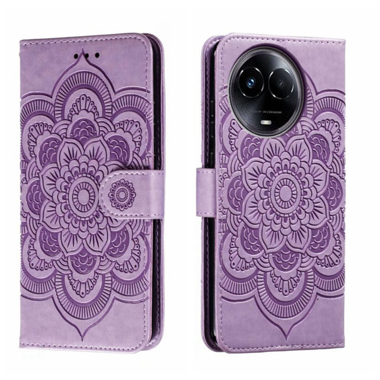 Sun Mandala Embossing Pattern Phone Leather Case, For Realme 14 Pro+, For Realme 14 Pro, For Realme 14x, For Realme GT7 Pro, For Realme 11 5G, For Realme C53