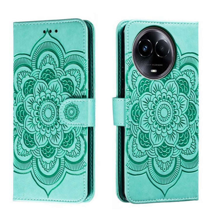 Sun Mandala Embossing Pattern Phone Leather Case, For Realme 14 Pro+, For Realme 14 Pro, For Realme 14x, For Realme GT7 Pro, For Realme 11 5G, For Realme C53