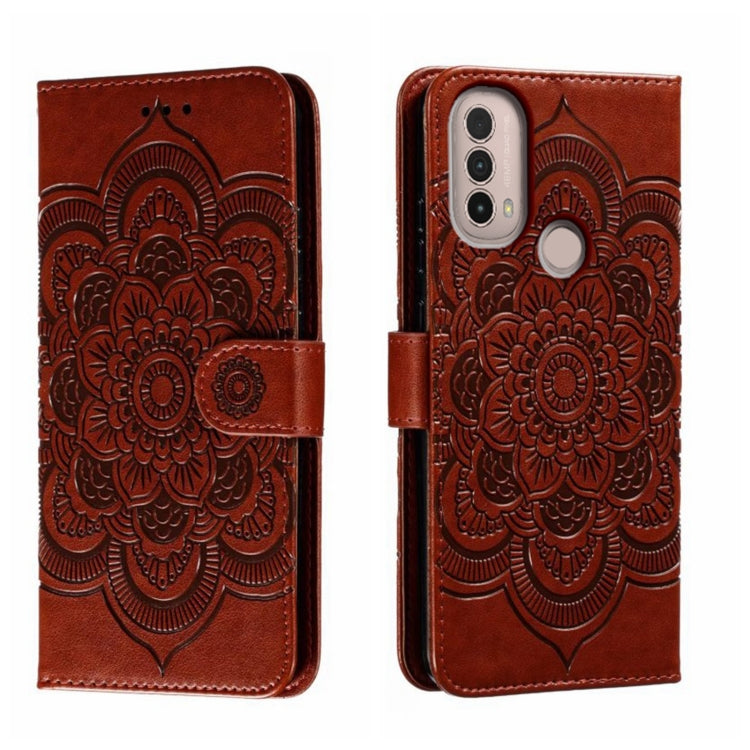Sun Mandala Embossing Pattern Phone Leather Case, For Motorola Moto Edge 30, For Motorola Moto E40, For Motorola Moto E20, For Motorola Moto G4