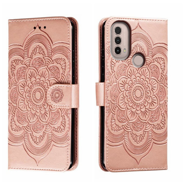 Sun Mandala Embossing Pattern Phone Leather Case, For Motorola Moto Edge 30, For Motorola Moto E40, For Motorola Moto E20, For Motorola Moto G4