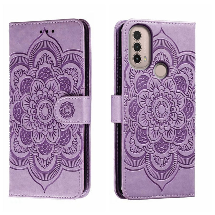 Sun Mandala Embossing Pattern Phone Leather Case, For Motorola Moto Edge 30, For Motorola Moto E40, For Motorola Moto E20, For Motorola Moto G4
