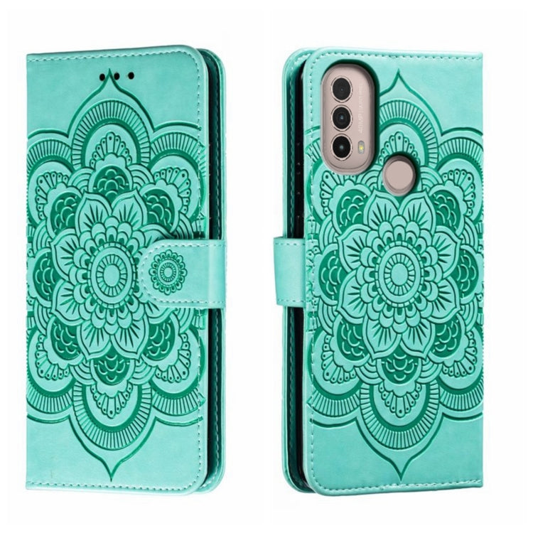 Sun Mandala Embossing Pattern Phone Leather Case, For Motorola Moto Edge 30, For Motorola Moto E40, For Motorola Moto E20, For Motorola Moto G4