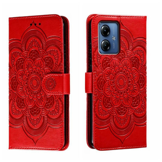 Sun Mandala Embossing Pattern Phone Leather Case, For Motorola Moto G14, For Motorola Moto Edge 40, For Motorola Edge 40, For Motorola Moto E13, For Motorola Moto G73, For Motorola Moto G 5G 2023