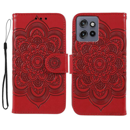 Sun Mandala Embossing Pattern Phone Leather Case, For Motorola Edge 50 Neo, For Motorola Edge 50 Ultra, For Motorola Edge 50 Pro, For Motorola Edge 50 Fusion, For Motorola Moto G24 Power, For Motorola Moto G34
