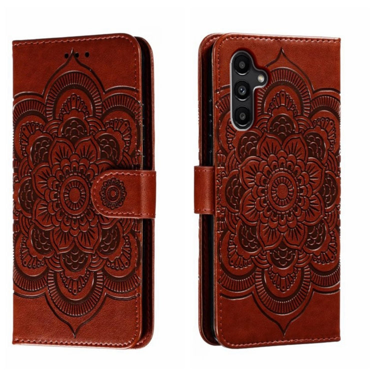 Sun Mandala Embossing Pattern Phone Leather Case, For Samsung Galaxy A55, For Samsung  Galaxy A15, For Samsung Galaxy S23 FE, For Samsung Galaxy A24 4G, For Samsung Galaxy M13 5G, For Samsung  Galaxy A23