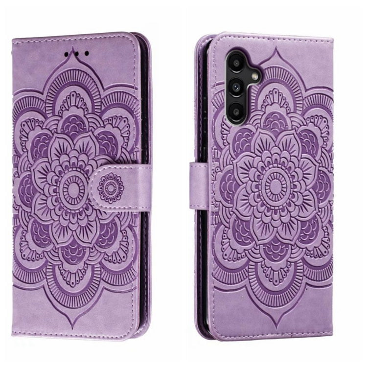 Sun Mandala Embossing Pattern Phone Leather Case, For Samsung Galaxy A55, For Samsung  Galaxy A15, For Samsung Galaxy S23 FE, For Samsung Galaxy A24 4G, For Samsung Galaxy M13 5G, For Samsung  Galaxy A23