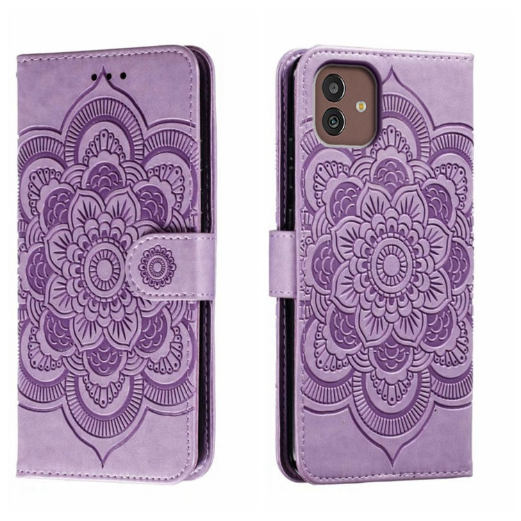 Sun Mandala Embossing Pattern Phone Leather Case, For Samsung Galaxy A55, For Samsung  Galaxy A15, For Samsung Galaxy S23 FE, For Samsung Galaxy A24 4G, For Samsung Galaxy M13 5G, For Samsung  Galaxy A23