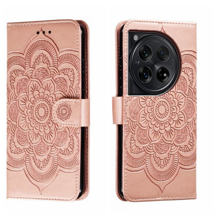 Sun Mandala Embossing Pattern Phone Leather Case, For OnePlus Nord 4, For OnePlus Nord CE4 Lite Global, For OnePlus Ace 3, For OnePlus 12, For OnePlus Ace 2V, For OnePlus 11