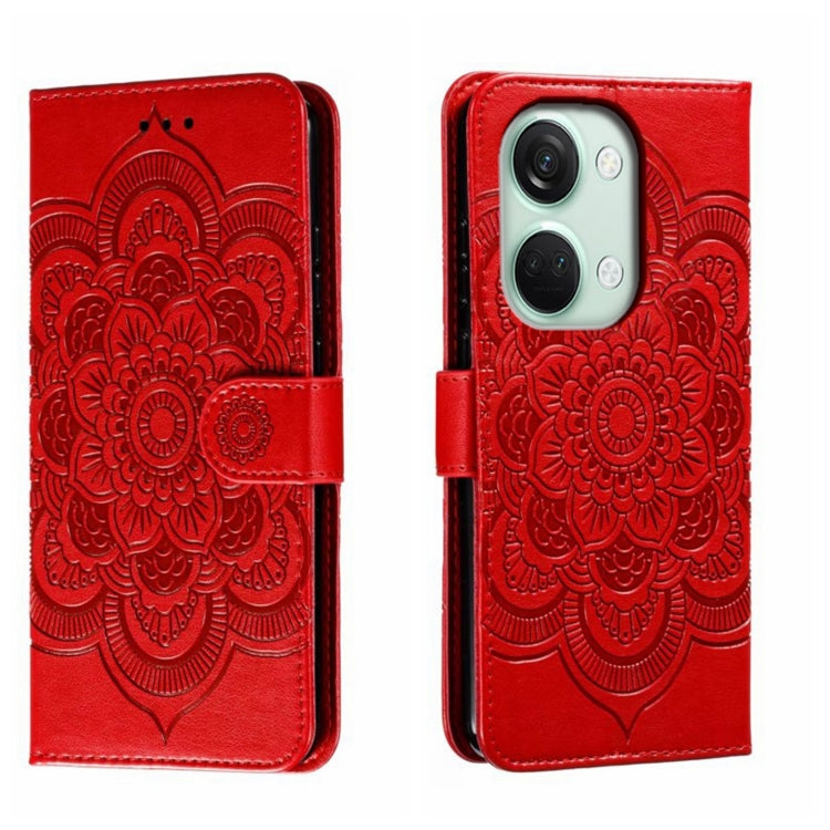 Sun Mandala Embossing Pattern Phone Leather Case, For OnePlus Nord 4, For OnePlus Nord CE4 Lite Global, For OnePlus Ace 3, For OnePlus 12, For OnePlus Ace 2V, For OnePlus 11