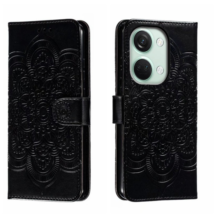 Sun Mandala Embossing Pattern Phone Leather Case, For OnePlus Nord 4, For OnePlus Nord CE4 Lite Global, For OnePlus Ace 3, For OnePlus 12, For OnePlus Ace 2V, For OnePlus 11