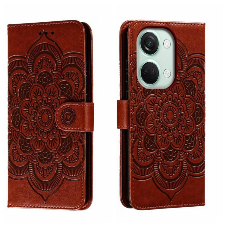 Sun Mandala Embossing Pattern Phone Leather Case, For OnePlus Nord 4, For OnePlus Nord CE4 Lite Global, For OnePlus Ace 3, For OnePlus 12, For OnePlus Ace 2V, For OnePlus 11