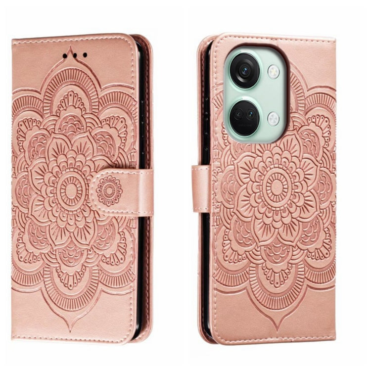 Sun Mandala Embossing Pattern Phone Leather Case, For OnePlus Nord 4, For OnePlus Nord CE4 Lite Global, For OnePlus Ace 3, For OnePlus 12, For OnePlus Ace 2V, For OnePlus 11