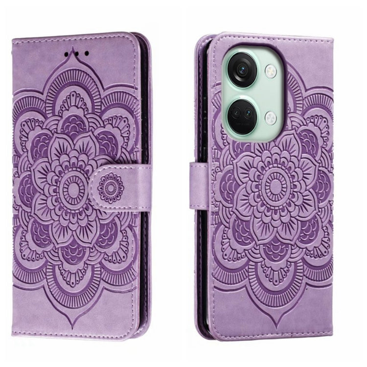 Sun Mandala Embossing Pattern Phone Leather Case, For OnePlus Nord 4, For OnePlus Nord CE4 Lite Global, For OnePlus Ace 3, For OnePlus 12, For OnePlus Ace 2V, For OnePlus 11