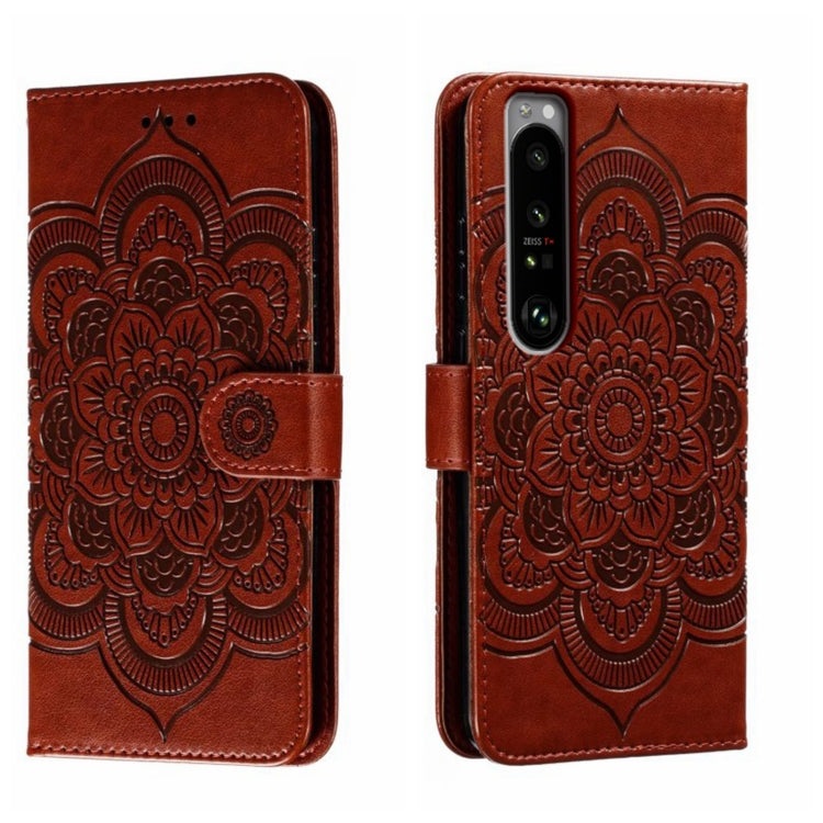 Sun Mandala Embossing Pattern Phone Leather Case, For Sony Xperia 10 IV, For Sony Xperia 5 III, For Sony Xperia 10 III, For Sony Xperia 1 III, For Sony Xperia 5