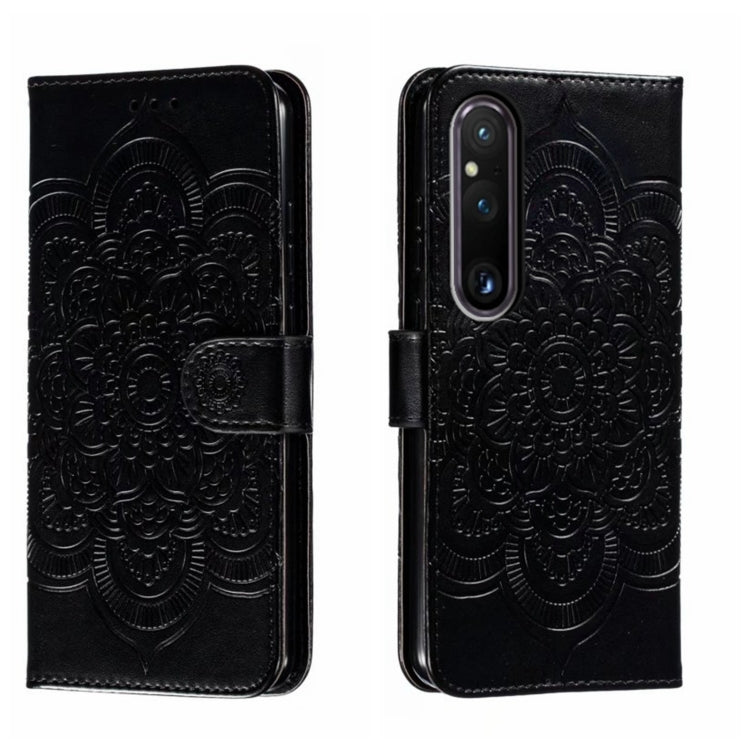 Sun Mandala Embossing Pattern Phone Leather Case, For Sony Xperia 10 VII, For Sony Xperia 1 V, For Sony Xperia 10 V, For Sony Xperia 5 IV, For Sony Xperia Ace III, For Sony Xperia 1 IV
