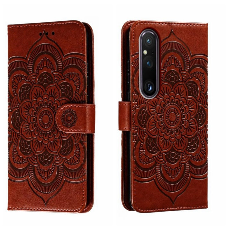 Sun Mandala Embossing Pattern Phone Leather Case, For Sony Xperia 10 VII, For Sony Xperia 1 V, For Sony Xperia 10 V, For Sony Xperia 5 IV, For Sony Xperia Ace III, For Sony Xperia 1 IV
