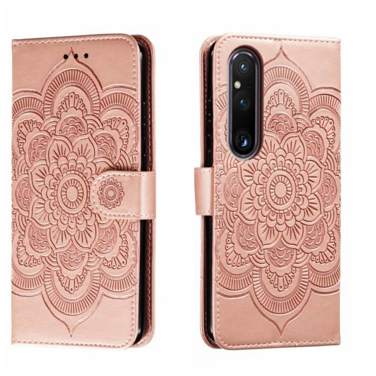 Sun Mandala Embossing Pattern Phone Leather Case, For Sony Xperia 10 VII, For Sony Xperia 1 V, For Sony Xperia 10 V, For Sony Xperia 5 IV, For Sony Xperia Ace III, For Sony Xperia 1 IV