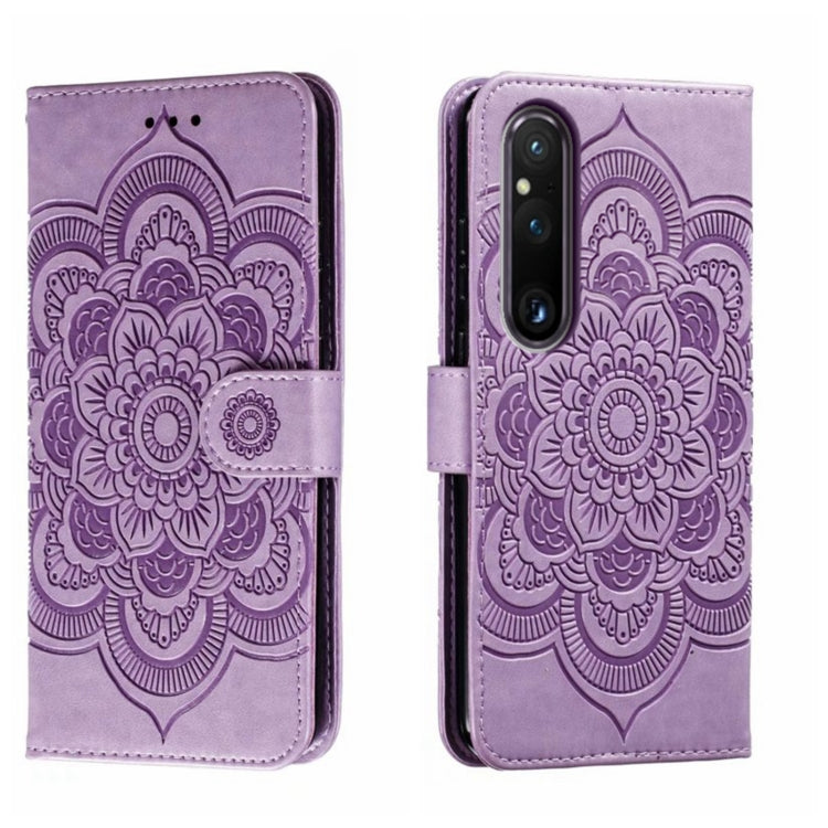 Sun Mandala Embossing Pattern Phone Leather Case, For Sony Xperia 10 VII, For Sony Xperia 1 V, For Sony Xperia 10 V, For Sony Xperia 5 IV, For Sony Xperia Ace III, For Sony Xperia 1 IV
