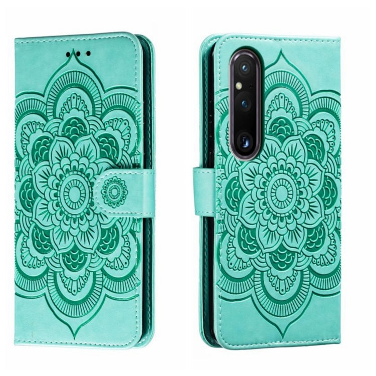 Sun Mandala Embossing Pattern Phone Leather Case, For Sony Xperia 10 VII, For Sony Xperia 1 V, For Sony Xperia 10 V, For Sony Xperia 5 IV, For Sony Xperia Ace III, For Sony Xperia 1 IV