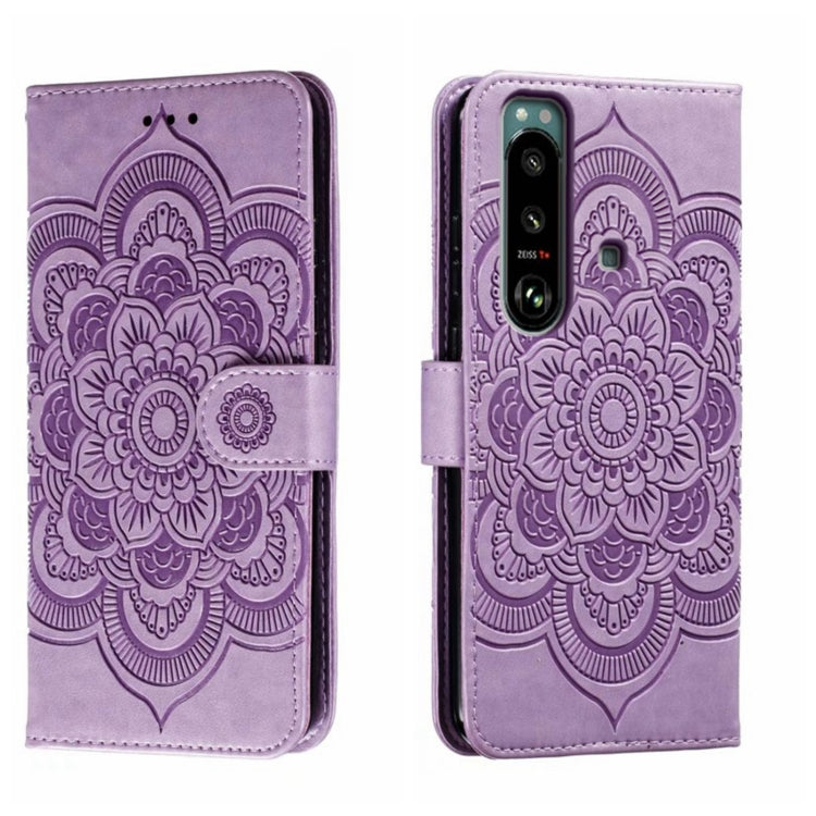 Sun Mandala Embossing Pattern Phone Leather Case, For Sony Xperia 10 IV, For Sony Xperia 5 III, For Sony Xperia 10 III, For Sony Xperia 1 III, For Sony Xperia 5