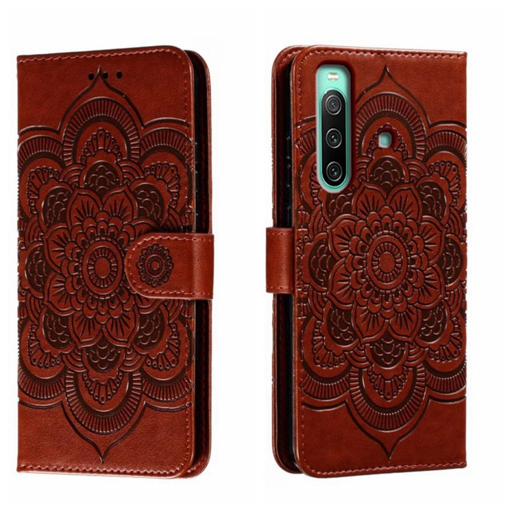 Sun Mandala Embossing Pattern Phone Leather Case, For Sony Xperia 10 IV, For Sony Xperia 5 III, For Sony Xperia 10 III, For Sony Xperia 1 III, For Sony Xperia 5
