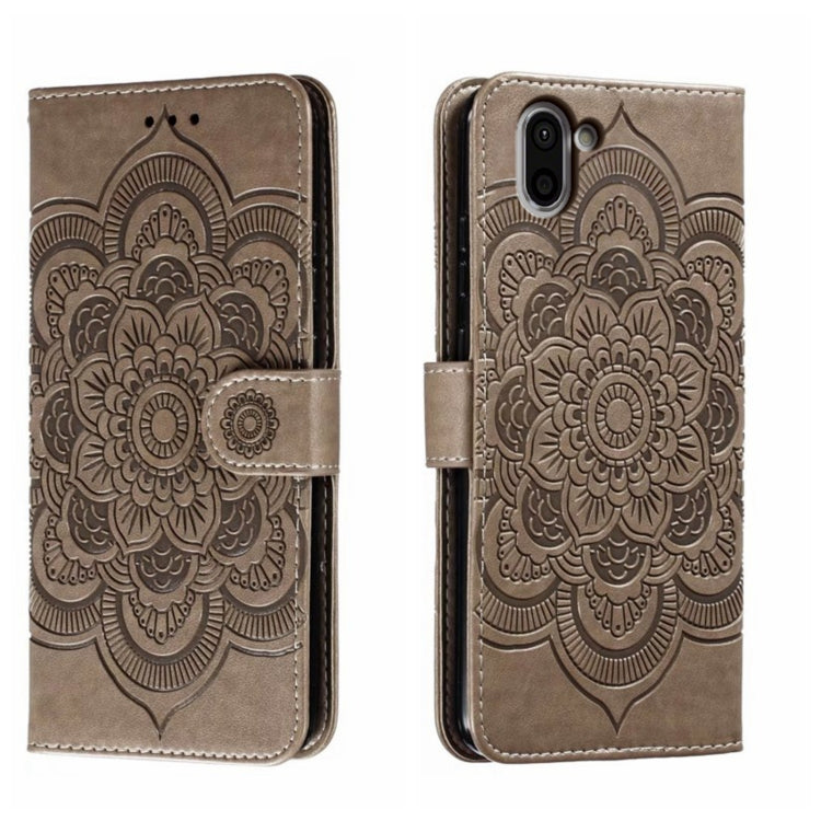 Sun Mandala Embossing Pattern Phone Leather Case, For Sharp Aquos R8 Pro, For Sharp Aquos Wish, For Sharp Aquos Sense3, For Sharp Aquos R5G, For Sharp Aquos R3, For Sharp Aquos R2