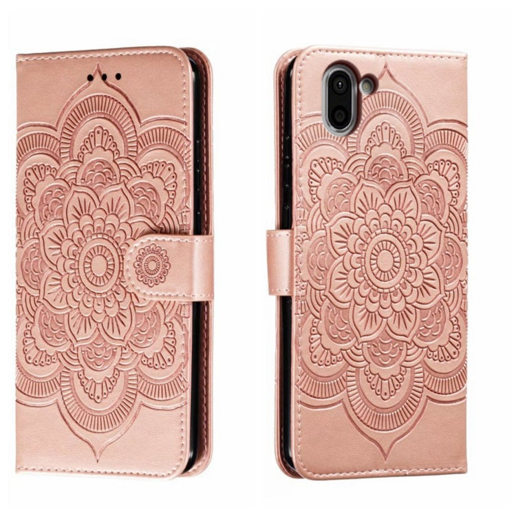 Sun Mandala Embossing Pattern Phone Leather Case, For Sharp Aquos R8 Pro, For Sharp Aquos Wish, For Sharp Aquos Sense3, For Sharp Aquos R5G, For Sharp Aquos R3, For Sharp Aquos R2