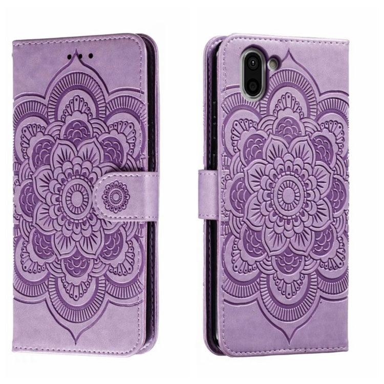 Sun Mandala Embossing Pattern Phone Leather Case, For Sharp Aquos R8 Pro, For Sharp Aquos Wish, For Sharp Aquos Sense3, For Sharp Aquos R5G, For Sharp Aquos R3, For Sharp Aquos R2